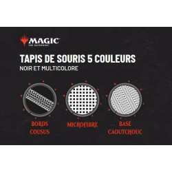 Tapis Souris Konix Magic The Gathering 5 COULEURS NOIR ET MULTICOLORE MANA MOUSEPAD